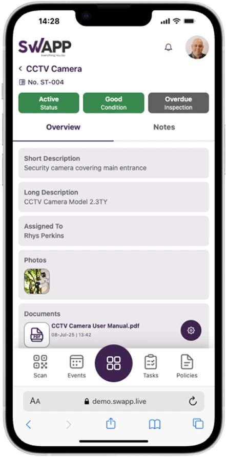 SWAPP asset management – lifecycle and maintenance tracking