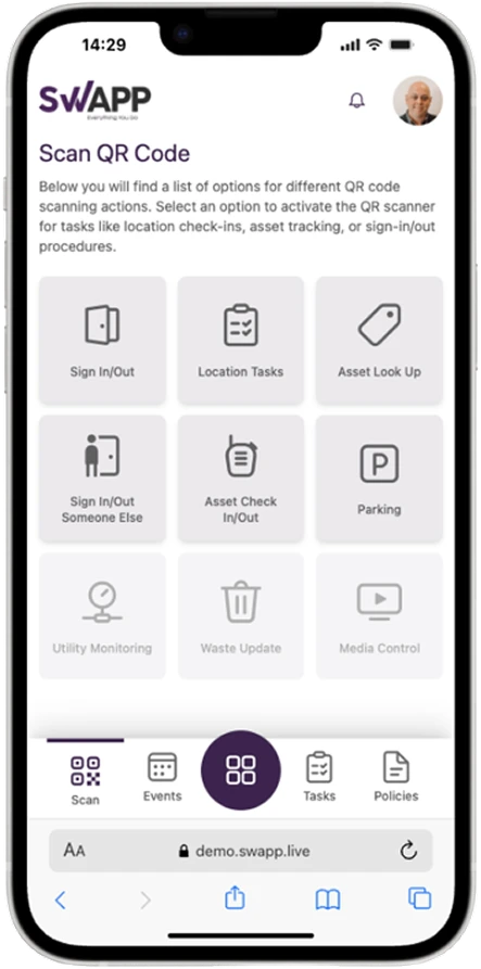 SWAPP sign in/out – instant digital sign in