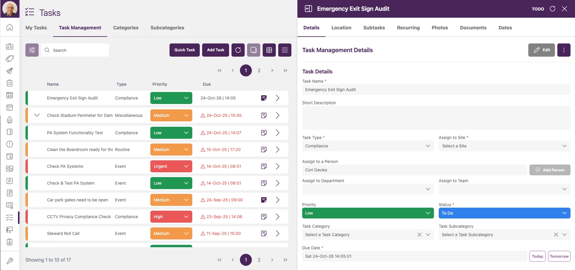 SWAPP task management – automated scheduling